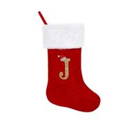 Kovake Chaussette de Noël Personnalisée à Lettres, 46cm Grande Bas de Noël, Chaussette de Noel a Suspendre, Botte de Père Noël Sac Cadeau Sac de Bonbons pour Décoration de Cheminée Arbre de Noël (J)