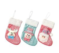 Kovake Lot de 3 Chaussette de Noël, Chaussettes Noel à Suspendre, Bas de Noël avec Père Noël Renne Bonhomme de Neige, Sac de Bonbons Xmas Stockings pour Décoration Cheminée Sapin (A)