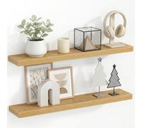 KovaScape Lot de 2 étagères murales flottantes de 3,8 cm d'épaisseur, 90 x 16,5 cm, montage facile, grain de bois, pour chambre à coucher, cuisine, salon et couloir, chêne