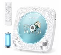 KOVCDVI Lecteur CD Portable Bluetooth avec Radio, Haut-Parleur Blanc | prise en charge USB et AUX, télécommande et housse de protection