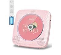 KOVCDVI Lecteur CD Portable Bluetooth avec Radio, Haut-Parleur Rose | prise en charge USB et AUX, télécommande et housse de protection