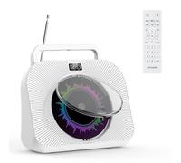 KOVCDVI Lecteur de CD Bluetooth Lecteur CD de Bureau avec Haut-parleurs Lecteur CD Enfant supporte Les USB/TF/AUX Lecture Réveil Minuteur avec télécommande Housse de Protection Ecran Prise Casque