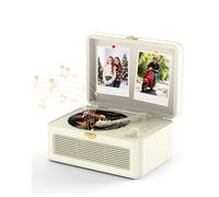 KOVCDVI Rétro Lecteur CD Portable Bluetooth avec Radio, Haut-Parleur Blanc | Supporte la lecture USB & AUX, avec télécommande, housse antipoussière en cuir PU