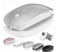 Kovess Souris pour ordinateur portable sans fil Bluetooth - MacBook Air Mac Pro PC iPad souris optique rechargeable silencieuse avec jiggler double commutateur de mode Bluetooth 5.2/3.0 et 2,4 GHz