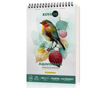 KOVIEDE 100% coton papier aquarelle coussin - 30 feuilles A4 relié spirale, 300g/m2 A4 pressé à froid cahier de croquis aquarelle, revue d’art qualité d’artiste articles pour adultes, rose