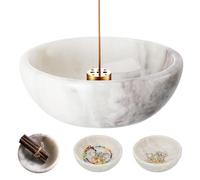 Koville Porte-encens en marbre naturel africain pour bâtons, brûleur d'encens robuste, idéal pour la méditation et la relaxation, facile à nettoyer (Grigio Fantasy)