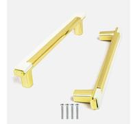 KOVNISE Lot de 2 poignées d'armoire en alliage de zinc processus de placage simple et moderne pour armoire, tiroirs et portes d'armoire, tiroirs et portes d'armoire, blanc doré (128 mm)