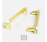 KOVNISE Lot de 2 poignées d'armoire en alliage de zinc processus de placage simple et moderne pour armoire, tiroirs et portes d'armoire, tiroirs et portes d'armoire, blanc doré (96 mm)