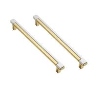 KOVNISE Lot de 2 poignées d'armoire en alliage de zinc processus de placage simple et moderne pour armoire, tiroirs et portes d'armoire, tiroirs et portes d'armoire, blanc doré (192 mm)