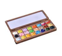 KOVNISE Palette de Peinture Aquarelle en Bois avec Couvercle Boucle Carrée Palette de Peinture Acrylique avec 24 Grilles pour Peintre Militaire Aquarelle Artistes Débutants