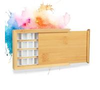 KOVNISE Palette de Peinture Aquarelle en Bois avec Couvercle Extractible Palette de Peinture Acrylique avec 36 Grilles pour Peintre de L'armée Peintres Aquarelles Artistes Débutants Palette de