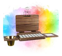 KOVNISE Palette de Peinture Aquarelle en Bois avec Couvercle Palette de Peinture Acrylique avec 24 Grilles Noyer Noir Palette pour Voyages en Plein Air