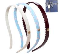 KOVOLITU Lot de 3 bandeaux à lunettes sans pression, sans maux de tête, bandeaux confortables et fins pour femmes, sœurs, filles, cadeaux blancs, bordeaux, bleu poudré