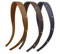 KOVOLITU Lot de 3 bandeaux unis en plastique Rhinstone pour femme, bandeau conçu pour lunettes, bandeaux fins tendance avec dents (noir, marron, kaki)