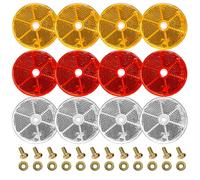 KOVSGQ catadioptre remorque réflecteur rond Catadioptre pour Vehicule 60mm Orange Rouge Blanc 12Stk pour Voitures Camions Caravanes Tracteurs Remorques Avec Vis Écrous