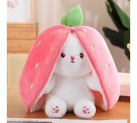 KOWAKA Strawberry Bunny Transformed Into Little Rabbit Fruit Doll Plush Toy Carrot Rabbit Plush Doll Girl Kids Birthday Present (18cm, Strawberry Rabbit)