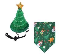 kowaku 2 Pcs Pet Chiens Bandana avec Chapeau Costumes de Noël Halloween Foulard Ensemble Décoration Foulard Motif Décoratif Triangle Écharpe pour, Ensemble C