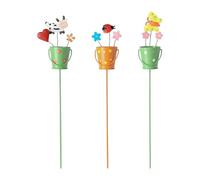 kowaku 3 Pièces Tuteurs de Jardin Métal Fleurs Décoratives Ornement Fer Résistant Aux Intempéries Adapté à La Décoration Extérieure Printanière Chemin, Seau