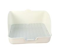 kowaku Bac à Litière d'angle Caisse de Toilettes Pot pour Lapin Panier D'Entraînement avec Grille Amovible Anti-éclaboussures Adapté pour Petits Animaux en C, Blanc