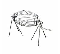 kowaku Barbecue Extérieur Grill Rotatif Panier Gril Cylindrique Commande à Manivelle Structure Séparable Fer Forgé Portable Montage Facile Convient au Camping Jardin Pique-nique Terrasse