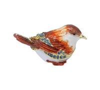 kowaku Boîte à Bijoux en émail à Charnière, Motif Oiseau, Boîte à Souvenirs, Porte-bagues, Présentoir, Cadeau pour La Fête des Mères, Noël Ou Toute Autre OCC, Brun Clair