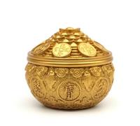 kowaku Brûleur d'Encens en Laiton Encensoir Brûle-Parfum Coupe Décorative Laiton Dense à Finition Dorée Vintage Gravures en, 4 Pouces, Pot De Richesse Crapaud Doré avec Couvercle Couleur Sable Doré