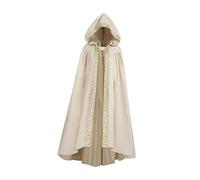 kowaku Cape à Capuche pour Femme, Longue Cape Médiévale avec Manchettes et Fermeture Adjustable, Silhouette Sophistiquée, Déguisement Renaissance, Vampire ou Sorcière pour Halloween et Cosplay, Beige