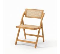 kowaku Chaise Pliante avec Dossier Canne Chaise Pliante Bois Chaise Pliable Rotin Siège Pliable Bambou Panneaux Tressés Aérés Stabilité Fiable Rangement, Naturel