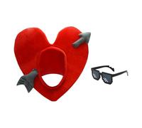 kowaku Chapeau Cœur Saint-Valentin avec Flèche Cupidon en Velours Doux, Accessoire Déguisement et Cosplay pour Hommes et Femmes, Set Déguisement avec Lunettes, pour Fête Thème Amour et Photobooth