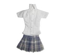 kowaku Chemise et jupe boutonnées, tenue décontractée rétro Miniature, vêtements tendance pour accessoires de figurines d'action de 12 pouces, 1/6, jupe
