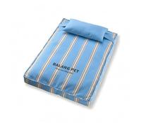 kowaku Coussin de Lit Amovible pour Animaux Matelas Panier Tapis avec Oreiller Surface Moelleuse Housse Lavable Finition Lisse Adapté à la Maison Chambre, Bleu Rayé, Deuxième Taille - 78 52 16cm