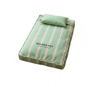 kowaku Coussin de Lit Amovible pour Animaux Matelas Panier Tapis avec Oreiller Surface Moelleuse Housse Lavable Finition Lisse Adapté à la Maison Chambre, Vert Rayé, Deuxième Taille - 78 52 16cm