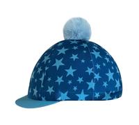 kowaku Couvre-Bombe avec Pompon Esthétique Toque D'équitation avec Pompon Facile à Poser Coiffe Casque pour Personnes Pratiquant L'équitation, Bleu, XS
