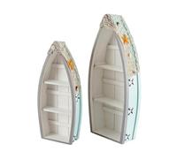 kowaku Display Cabinet Étagère Bateau Bibliothèque Meuble Vitrine Style avec Finition Usée et Espaces de Rangement Ouverts Convient pour Entrée Salon Salle de Bain Cadeau, Blanc