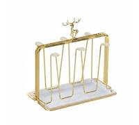 kowaku Égouttoir de Cuisine Porte-gobelet Rack, Support De Tasse Doré Électrophorétique + Plateau en Plastique Blanc avec Manchon en Silicone