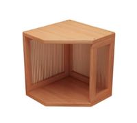 kowaku Étagère en Bois Étagère de Organisateur de Bureau Rangement Modulaire Étagère Empilable avec Plateau Polyogonal Panneaux Ajourés en Acrylique Adaptée, Bois Naturel