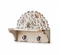 kowaku Étagère Murale Étagère Déco Tablette Support Rangement avec Rebord pour Exposer Objets et Décor Floral Sculpté Patiné en Panneau de Fibres Adaptée pour Entrée Séjour Bureau, A3534