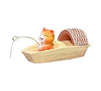kowaku Figurine de Chat Pêcheur, Ornement Animalier, Sculpture de Chaton Créative En Résine pour Jardin Potager, Micro-. Décoration Murale Créative Po