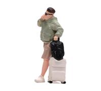 kowaku Figurine D'homme Au 1/64e, Accessoire Photo pour Décor de Train Ferroviaire, Objet de Collection, Figurine Masculine Tirant Une Valise, Scène Mini, Peint