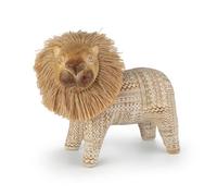 kowaku Figurine Lion Statue Sculpture Décoration Résine Imitation Bois Texture Relief Attitude Majestueuse Socle Stable pour Salon Bureau Étagère Table de