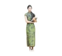 kowaku Figurine Miniature Personnage Fille Architecture Modèle Résine Cheongsam Beauté Représentation Réaliste Peinture Détaillée Convient à Collection Photo, Livresque