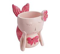 kowaku Flowerpot Visage Résine Original Pots Plantes Succulentes Drainage Créatif Support Adapté à La Décoration Intérieure Moderne Bureau Hôtel Jardin, Rouge