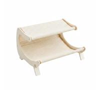kowaku Hamac Griffoir Lit Couchage Cadre Bois Multicouche Sisal Forme Courbée Accueil du Corps pour Détente Étirement et Jeu Adapté aux Chats d'Intérieur Salons, Beige, Tissu Sisal