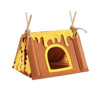 kowaku Hamster Cachette Maison Tente Nid Accessoire Feutré avec Fenêtre et Pompons pour Inciter Le Jeu Offrant Sécurité et Chaleur aux Hérissons Lapins, Kaki