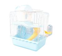 kowaku Hamster Cage Cage Transport Hamster Portable Deux Niveaux avec Base Transparente Habitat Détachable en PP Roue Course Jouet Adaptée à L'Observation So, Bleu