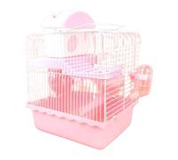 kowaku Hamster Cage Cage Transport Hamster Portable Deux Niveaux avec Base Transparente Habitat Détachable en PP Roue Course Jouet Adaptée à L'Observation So, Rose