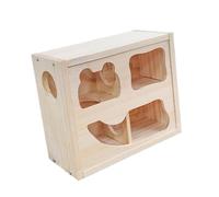 kowaku Hamster House Abri en Bois pour Hamster Maisonnette Double Étage Refuge Ventilé Habitat Décoratif Amusant Accessoire Cage Activité Adapté pour Petits, Bois