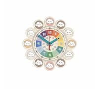 kowaku Horloge Colorée d'apprentissage Coloré Horloge Ludique avec Chiffres Lecture Facile Outil Didactique pour Classe , Nuages Blancs