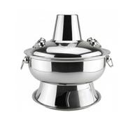 kowaku Hotpot en Acier Inoxydable Brûleur Marmite Cocotte Chaudière avec Base Antidérapante et Couvercle pour Cuisson Efficace Adapté aux Restaurants, Argent, 28 Cm