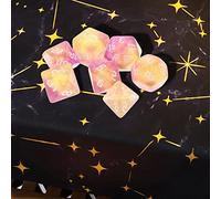 kowaku Jeu de Dés Multi-facettes 3x7 Pièces, Jeux de Table, Accessoires de Fête, Jouets éducatifs Violet et Jaune